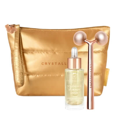 Crystallove Miss Crystallove Set Gold ZESTAW Masażer liftingujący 1 szt + Serum z kryształem górskim 30 ml + Kosmetyczka 1 szt