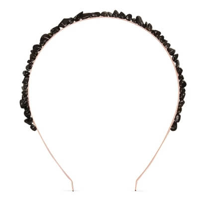 Crystallove Opaska na Włosy z Czarnym Obsydianem Opaska 1 szt