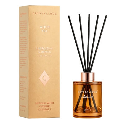 Crystallove White Tea and Citrine Diffuser Dyfuzor zapachowy z patyczkami i cytrynem 120 ml