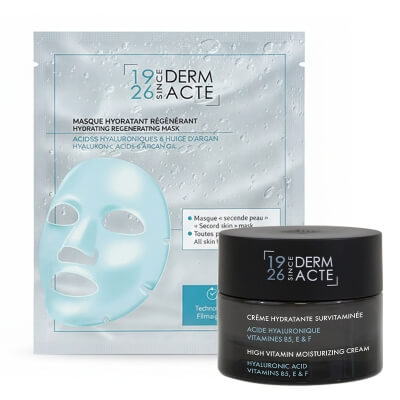 Derm Acte Hydrating Duo ZESTAW Multiwitaminowy krem nawilżający 50 ml + Maska arganowa z kwasem hialuronowym 1 szt