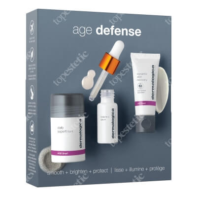 Dermalogica Age Defense ZESTAW Ochronny krem regenerujący z filtrem 12 ml + Rozjaśniające serum z witaminą C, 10 ml + Wysoce aktywny puder złuszczający 13 g