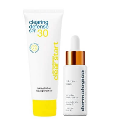 Dermalogica BioLumin-C Serum + Clearing Defense SPF 30 ZESTAW Rozjaśniające serum z witaminą C, 30 ml + Krem nawilżający z filtrem 59 ml