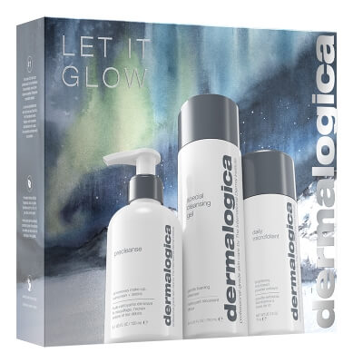 Dermalogica Let It Glow ZESTAW Lekki olejek oczyszczający 150 ml + Żel do mycia twarzy 250 ml + Enzymatyczny puder ryżowy 74 g