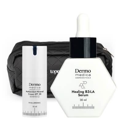 Dermomedica Antioxidant Mineral Cream SPF 30 + Healing B3-LA Serum ZESTAW Przeciwstarzeniowy krem antyoksydacyjny z filtrem 15 ml + Serum na dzień i na noc 30 ml + Kosmetyczka Gratis !!