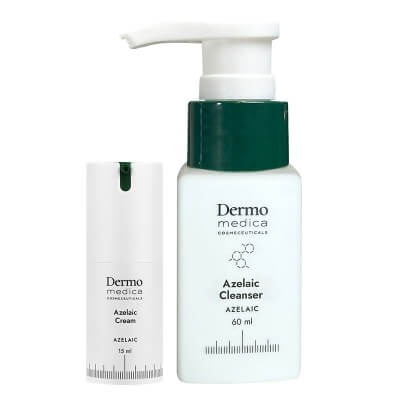 Dermomedica Azelaic Cream + Azelaic Cleanser ZESTAW Krem z kwasem azelainowym, witaminą E i heksylorezorcynolem 15 ml + Żel do mycia z kwasem azelainowym 60 ml