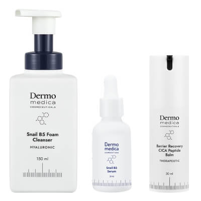 Dermomedica Complete Recovery Set ZESTAW Pianka oczyszczająca 150 ml + Serum z ekstraktem ze śluzu ślimaka, witaminą B3 i beta-glukanem 30 ml + Regeneracyjny krem 30 ml