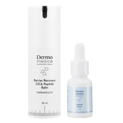 Dermomedica Harmony Set ZESTAW Serum z ekstraktem ze śluzu ślimaka, witaminą B3 (niacynamidem) i beta-glukanem 15 ml + Regeneracyjny krem wzmacniający barierę hydroli