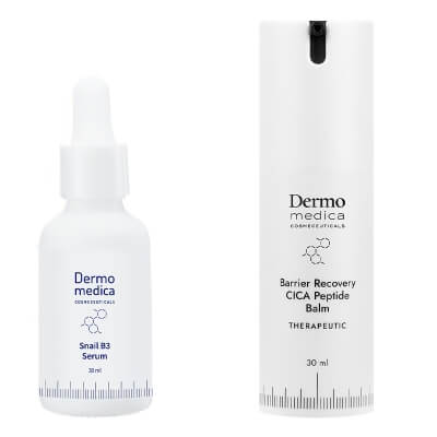 Dermomedica Harmony Set ZESTAW Serum z ekstraktem ze śluzu ślimaka, witaminą B3 (niacynamidem) i beta-glukanem 30 ml + Regeneracyjny krem wzmacniający barierę hydroli