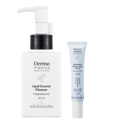 Dermomedica Resveratrol Mineral Cream SPF 30 + Lipid Control Cleanser ZESTAW Przeciwstarzeniowy krem z resweratrolem i filtrem 15 ml + Olejek myjący 60 ml