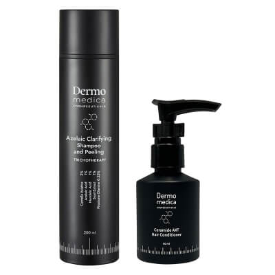 Dermomedica Scalp Care Set ZESTAW Trychologiczny szampon i peeling oczyszczający 200 ml + Odżywka z astaksantyną dla słabych i nadmiernie wypadających włosów 60 ml