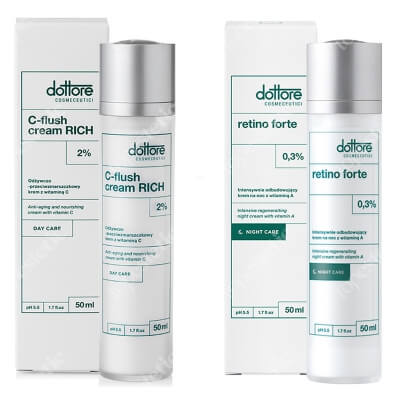 Dottore Kuracja Regenerująca ZESTAW Odbudowujący krem na noc z witaminą A 50 ml + Odżywczo-przeciwzmarszczkowy krem z witaminą C 50 ml