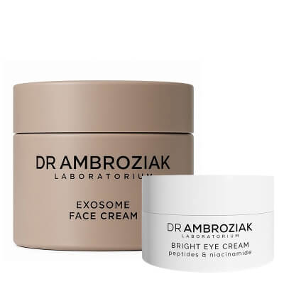 Dr Ambroziak Bright Eye Cream + Exosome Face Cream ZESTAW Rozświetlający krem pod oczy 15 ml + Innowacyjny krem przeciwstarzeniowy z egzosomami 50 ml
