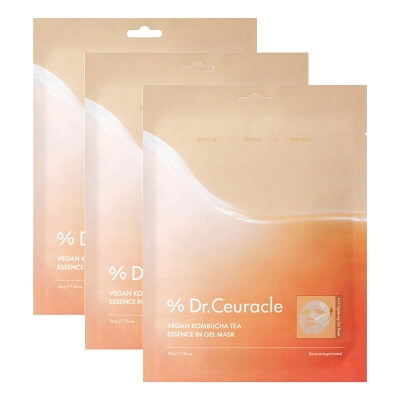 Dr Ceuracle Vegan Kombucha Tea Essence in Gel Mask Set ZESTAW Nawilżająca maska w płachcie 36 g x 3