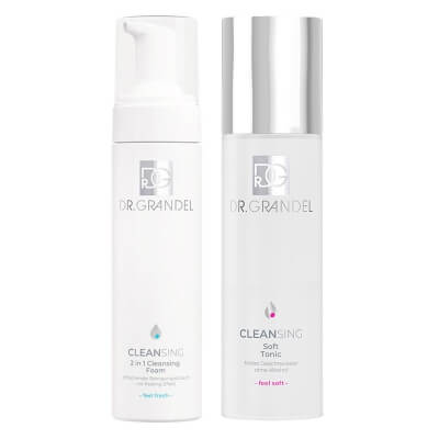 Dr Grandel Cleansing Soft Care ZESTAW Pianka oczyszczająca z kwasami 2w1 do skór tłustych i mieszanych 200 ml + Tonik nawilżająco-łagodzący 200 ml