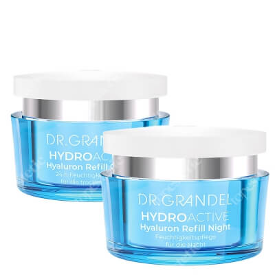 Dr Grandel Hyaluron Refill Set ZESTAW Krem nawilżający z kwasem hialuronowym 24h, 50 ml + Krem z kwasem hialuronowym nawilżająco-ujędrniający na noc 50 ml