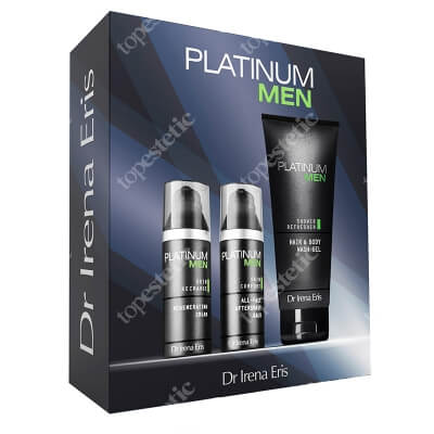 Dr Irena Eris Platinum Men New 2025 ZESTAW Żel do mycia ciała i włosów 200 ml + Balsam po goleniu 50 ml + Krem 50 ml