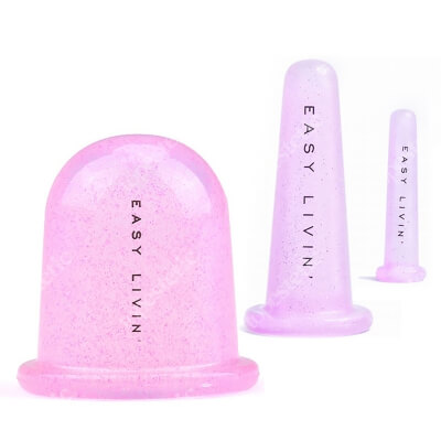 Easy Livin Bańki do Masażu ZESTAW Antycellulitowa bańka do masażu ciała 1 szt + Bańki do masażu twarzy i okolic oczu 2 szt