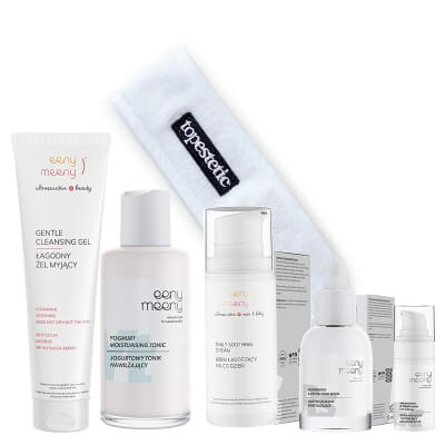 Eeny meeny Codzienna Pielęgnacja ZESTAW Krem wokół oczu 15 ml + Serum 30 ml + Krem na co dzień 100 ml + Żel myjący 100 ml+ Tonik 100 ml+ Opaska 1 szt
