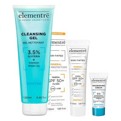 Elementre Favorite Set ZESTAW Żel oczyszczający 250 ml + Filtr mineralny SPF 50 (kolor Non Tinted) 50 ml + Krem odżywczy 15 ml