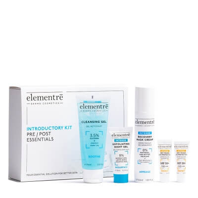 Elementre Introductory Kit ZESTAW Żel oczyszczający 75 ml + Złuszczający żel na noc 15 ml + Krem regenerująco-nawilżający 50 ml + Filtr przeciwsłoneczny 2x 3 ml
