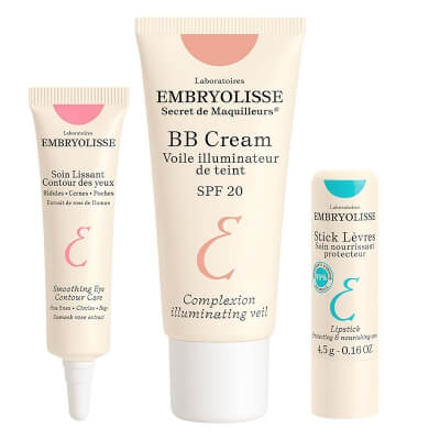 Embryolisse Be Natural ZESTAW BB krem 30 ml + Regenerujący balsam do ust 4 g + Krem wygładzający kontur oczu 15 ml