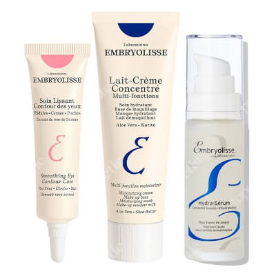 Embryolisse Total Day Care ZESTAW Odświeżające serum do twarzy 30 ml + Krem odżywczo-nawilżający 30 ml + Krem wygładzający kontur oczu 15 ml