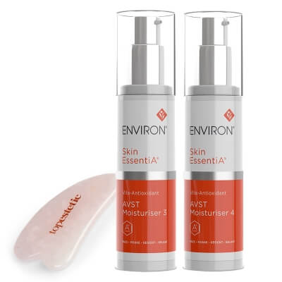 Environ AVST 3 + AVST 4 + Gua Sha Topestetic ZESTAW Krem 50 ml + Krem 50 ml + Gua Sha kwarc różowy 1 szt