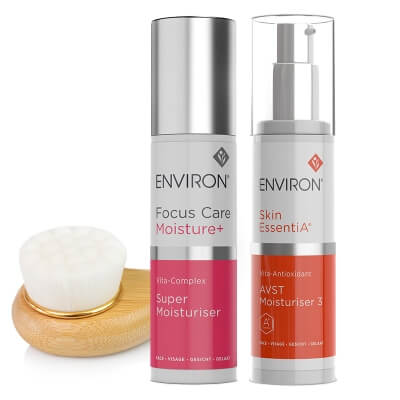 Environ AVST 3 + Super Moisturiser + Bambusowa szczotka Topestetic ZESTAW Krem 50 ml + Super nawilżacz 50 ml + Szczotka do mycia twarzy 1 szt