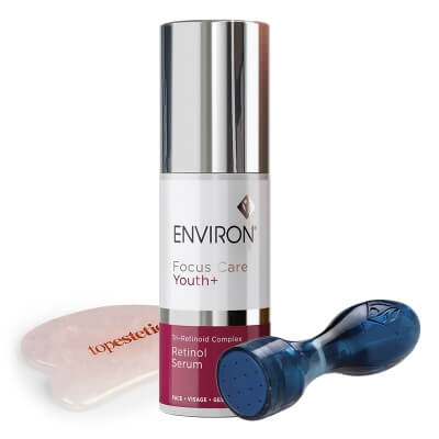 Environ Cosmetic Focus-CIT + Tri-Retinoid Complex Retinol Serum + Gua Sha Topestetic ZESTAW Stempelek 0,1 mm + Wzmocnione serum z retinolem 30 ml + Gua sha kwarc różowy 1 szt
