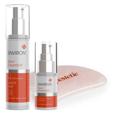 Environ Eye Gel + Vita Antioxidant AVST Gel + Gua Sha Topestetic ZESTAW Żel wokół oczu 15 ml + Żel nawilżający 50 ml + Gua sha kwarc różowy 1 szt