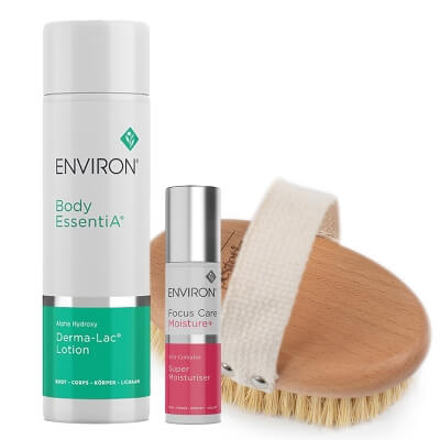 Environ Super Moisturiser + Derma-Lac Lotion + Szczotka Topestetic ZESTAW Nawilżacz do twarzy 50 ml + Nawilżacz do ciała 200 ml + Szczotka do masażu ciała 1 szt