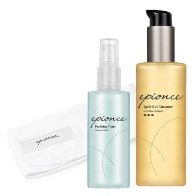 Epionce Perfect Start ZESTAW Lityczny żel oczyszczający 170 ml + Tonik oczyszczający 120 ml + Opaska na głowę 1 szt GRATIS