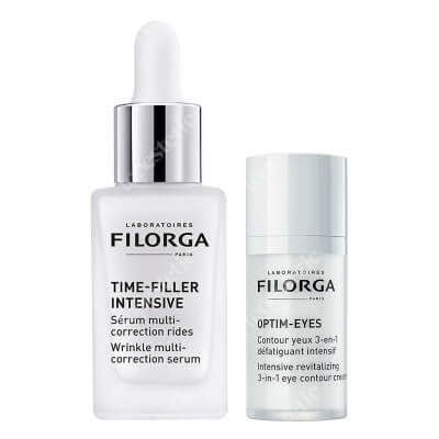 Filorga Optim Eyes + Time Filler Intensive ZESTAW Rewitalizujący krem pod oczy 3 w 1, 15 ml + Serum redukujące zmarszczki 30 ml