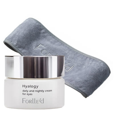 Forlled Hyalogy Daily and Nightly Cream for Eyes + Cosmetic Headband ZESTAW Odmładzający krem na okolice oczu 20 g + Opaska kosmetyczna 1 szt