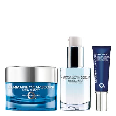 Germaine de Capuccini Blue Premium Moisturizing Set ZESTAW Krem kontur oczu 15 ml + Serum nawilżająco-wypełniające 30 ml + Krem ochronny przed zanieczyszczeniami 50 ml