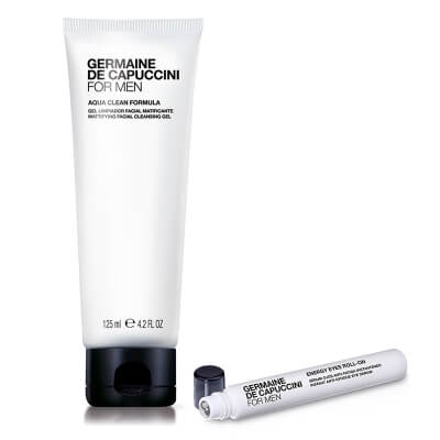 Germaine de Capuccini Men Care ZESTAW Energetyzujący roll- on pod oczy 10 ml + Lekki, odświeżający żel do mycia twarzy dla mężczyzn 125 ml