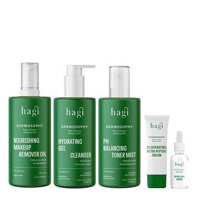 Hagi Dermosophy Revitalizing Set ZESTAW Olejek 150 ml + Żel 150 ml + Mgiełka-tonik 150 ml + Serum z kwasem PHA 30 ml + Krem z nutri-peptydami 50 ml