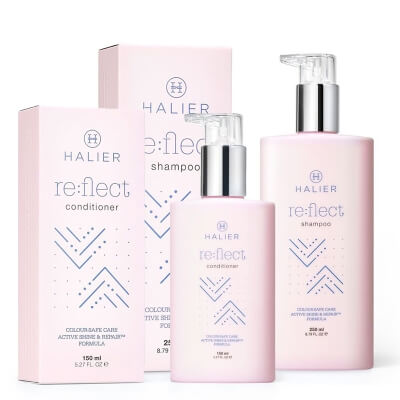 Halier Re:flect Hair Care ZESTAW Odżywka odbudowująca strukturę włosów 150 ml + Szampon przywracający blask i zdrowy wygląd włosom 250 ml