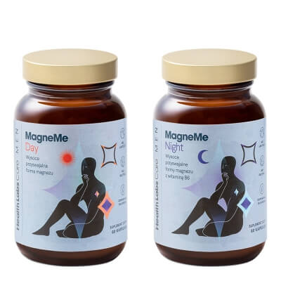Health Labs Care MagneMe Men ZESTAW Magnez z witaminą B6 na dzień 60 kaps + Magnez z witaminą B6 na noc 60 kaps