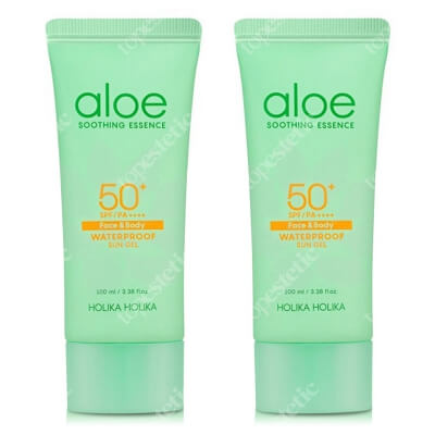 Holika Holika Aloe Waterproof Sun Gel SPF 50 x 2 ZESTAW Żel przeciwsłoneczny z aloesem i wysokim filtrem 100 ml