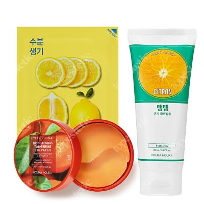 Holika Holika Lemon Skin Care ZESTAW Oczyszczająca pianka z ekstraktem z cytryny 150 ml + Maseczka z ekstraktem z cytryny 1 szt. + Hydrożelowe płatki pod oczy 60 szt