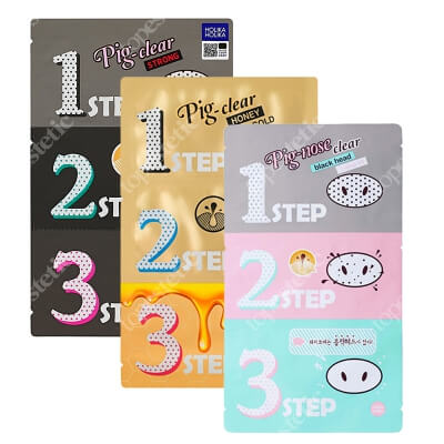 Holika Holika PigClear Set ZESTAW Plastry oczyszczające nos z zaskórników i zmniejszające pory 2 szt + Plasterki do oczyszczania porów 1 szt
