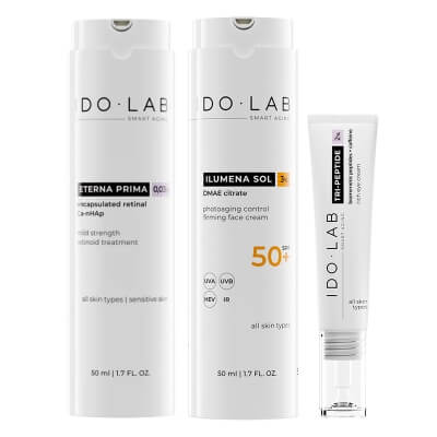 Ido Lab Face Care ZESTAW Serum z retinalem 0,03% 50 ml + Krem pod oczy 15 ml + Krem ochronno-przeciwzmarszczkowy SPF 50+ 50 ml
