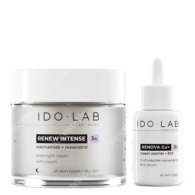 Ido Lab Renew Skin ZESTAW Rewitalizujący krem na noc 50 ml + Odmładzająco - regenerujące serum z peptydem miedziowym 30 ml