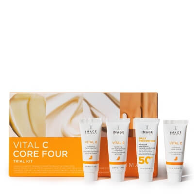 Image Skincare VITAL C Core Four Trial Kit ZESTAW Preparat oczyszczający 7,4 ml + Nawilżający i wygładzające zmarszczki serum 7,4 ml + Wygładzający krem 7 g + Podkład ochronny 7 g