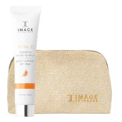 Image Skincare Vital C Hydrating Anti Aging Serum + Kosmetyczka ZESTAW Nawilżające i wygładzające zmarszczki lekkie serum 15 ml