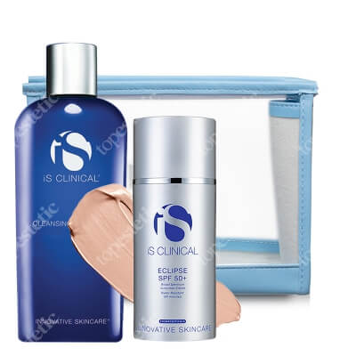 iS Clinical Eclipse SPF 50+ Beige + Cleansing Complex + Kosmetyczka Topestetic ZESTAW Krem ochronny beżowy 100 g + Żel oczyszczający 60 ml + Przezroczysta 1 szt