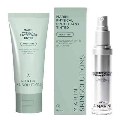 Jan Marini Age Intervention® Peptide Extreme + Marini Physical Protectant SPF 45 Tinted Fair To Light ZESTAW Lotion regenerujący po zabiegach estetycznych 30 ml + Krem ochronny koloryzujący (kolor jasny) 57 g