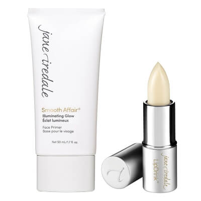 Jane Iredale Smooth Affair Illuminating Glow Face Primer + Lip Drink SPF 15 ZESTAW Rozświetlająca baza pod podkład 50 ml + Balsam do ust 1,4 g (kolor Sheer)