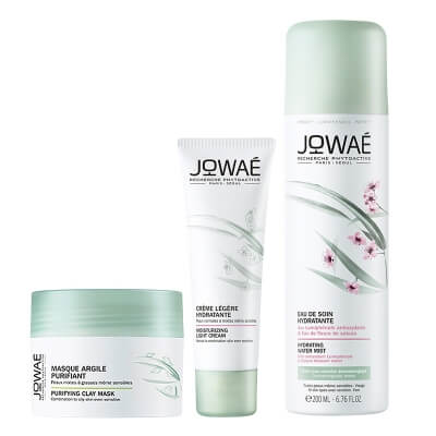 Jowae Hydrating Skin Set ZESTAW Maska z glinką 50 ml + Woda nawilżająca w sprayu 200 ml + Lekki krem nawilżający 40 ml
